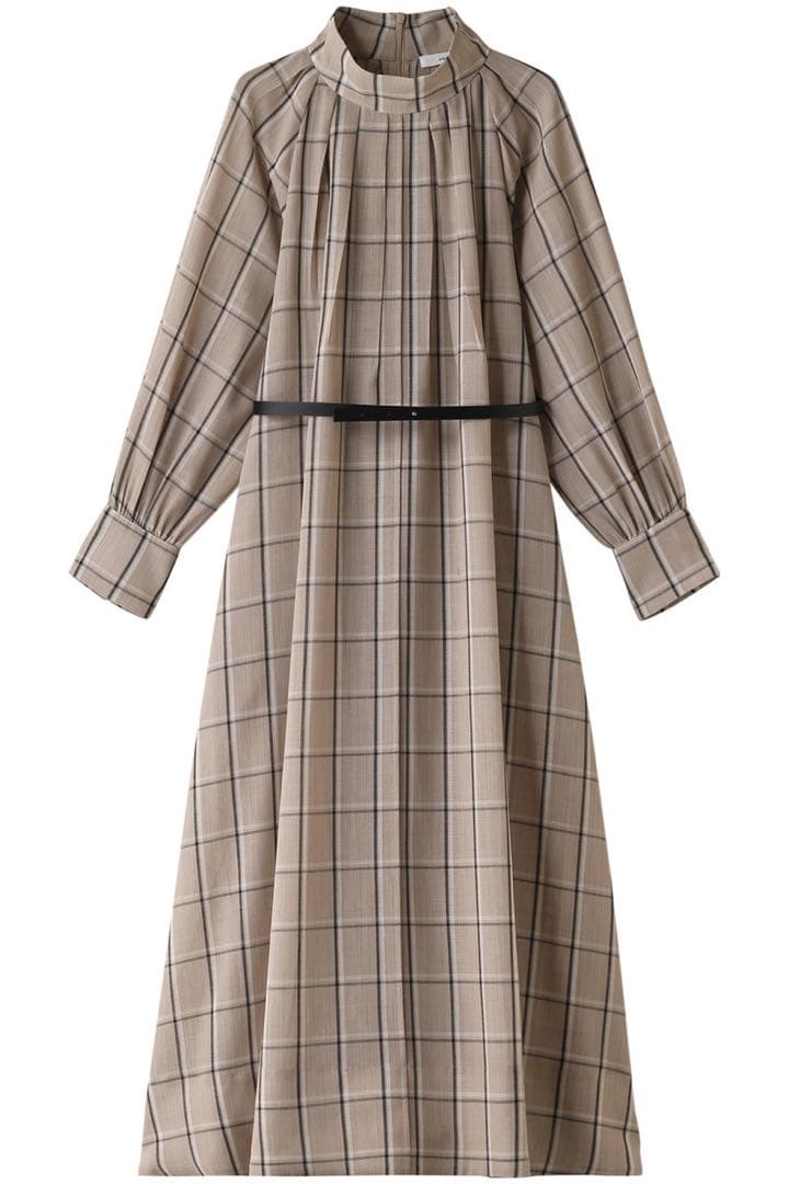 ebure 83,600円23AWクリアチェックハイネックベルト付きワンピース