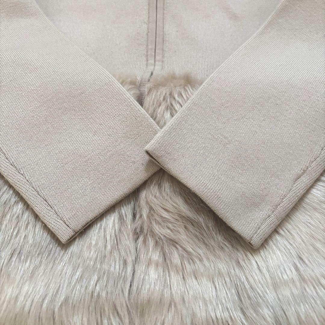 美品✨CELFORD エコファーコンビニットジャケット M ノーカラー ベージュ