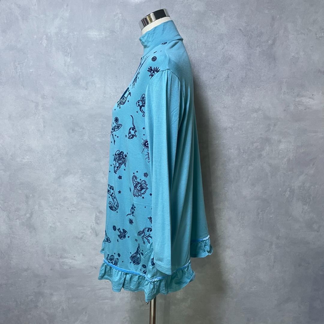 希少✨トクコプルミエヴォル チュニック 星座 フリル Aライン 水色 S1729