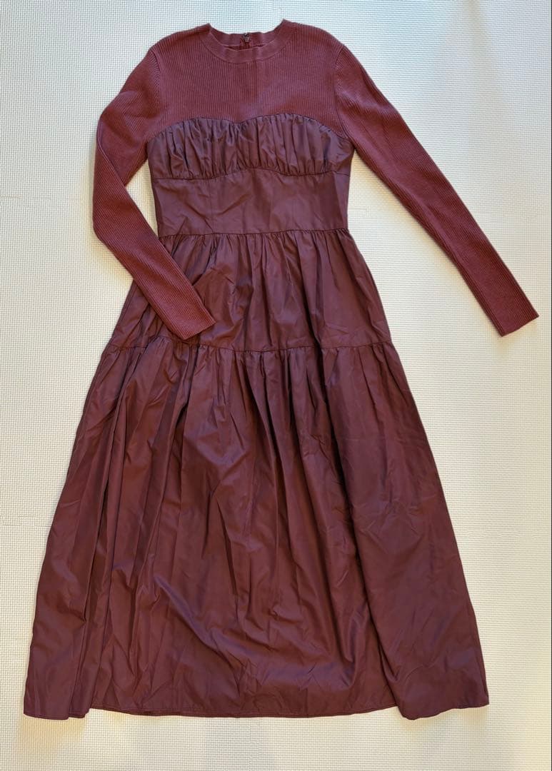 JILLSTUART ジルスチュアート　タフタドッキングギャザーワンピース