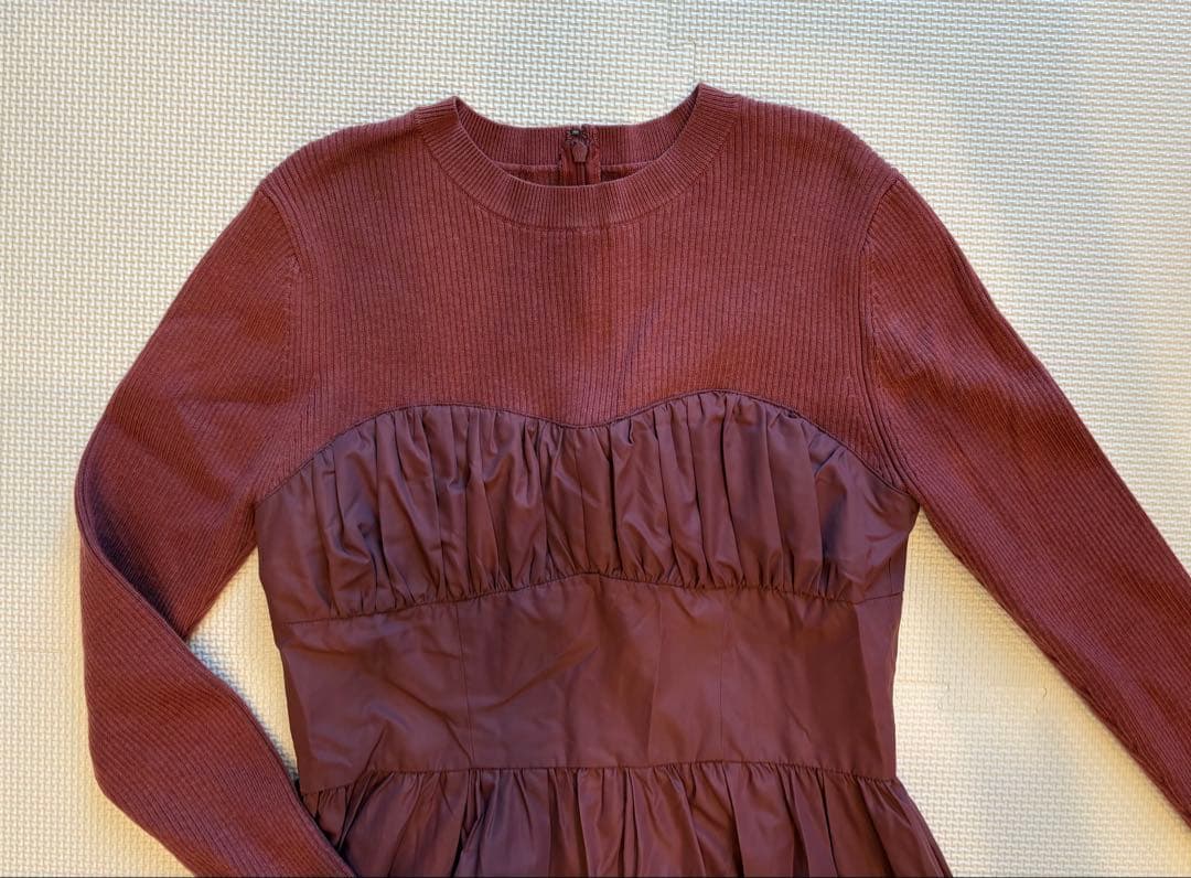 JILLSTUART ジルスチュアート　タフタドッキングギャザーワンピース