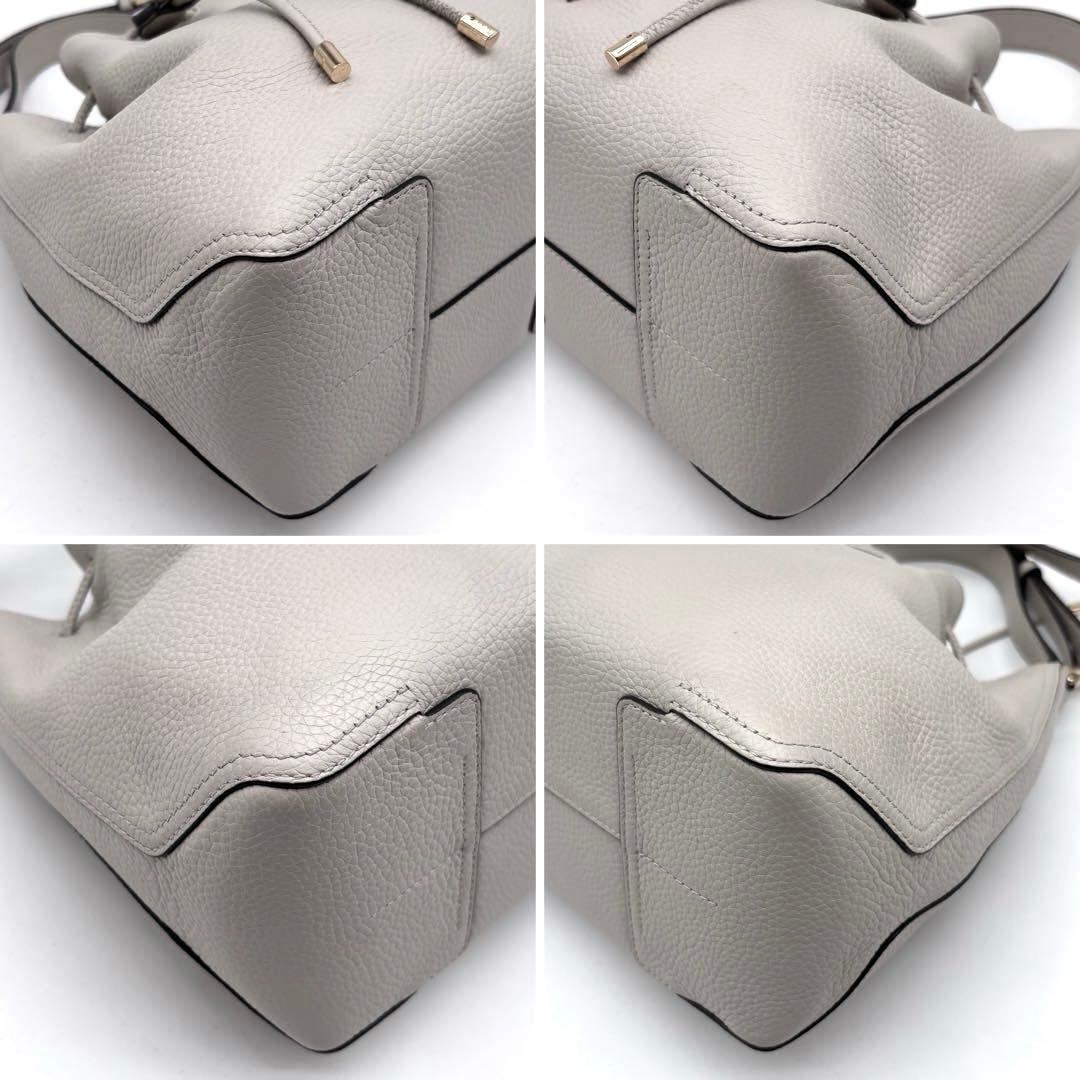 ✨極美品✨フルラ　アテナ　ショルダーバッグ　2WAY　アーチロゴ　巾着　グレー