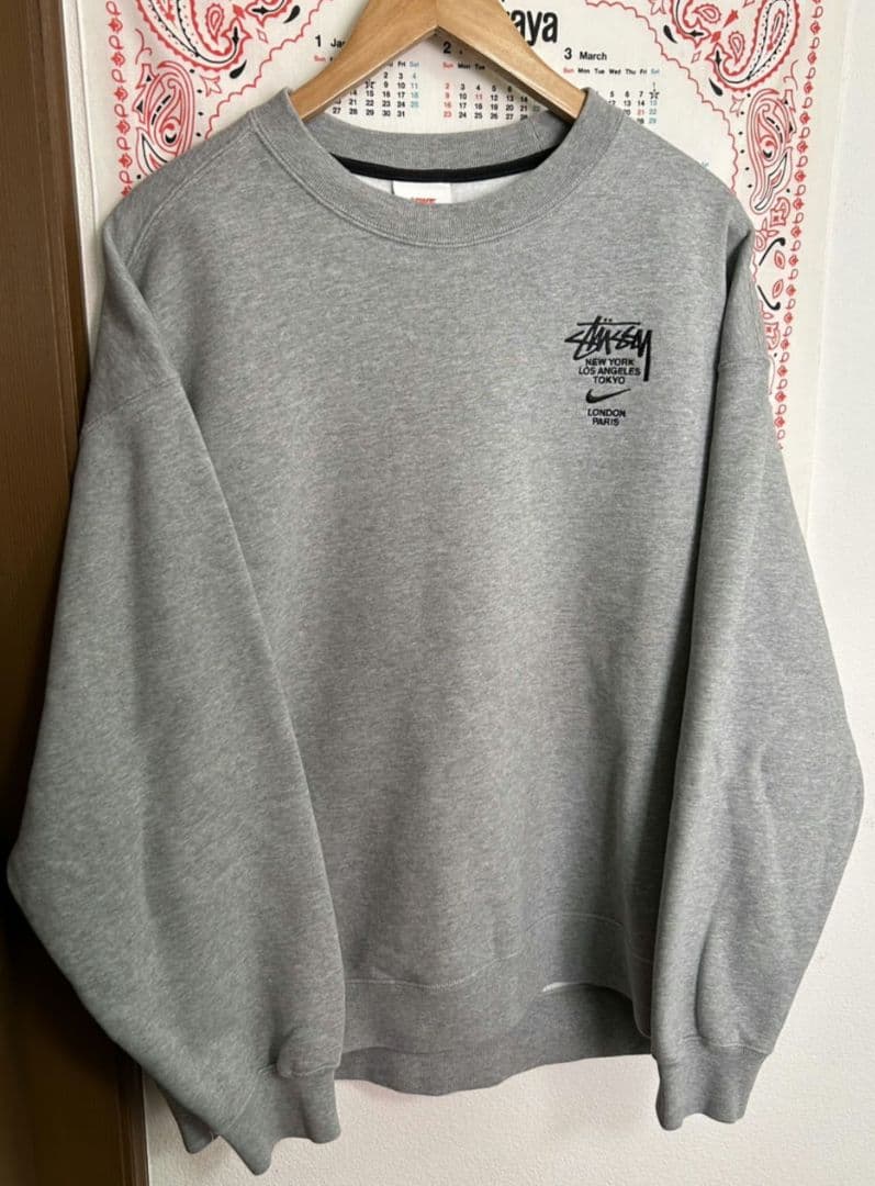 【激レア・即完売モデル】ゆるダボ　NIKE×Stussy　スウェット　グレー　L