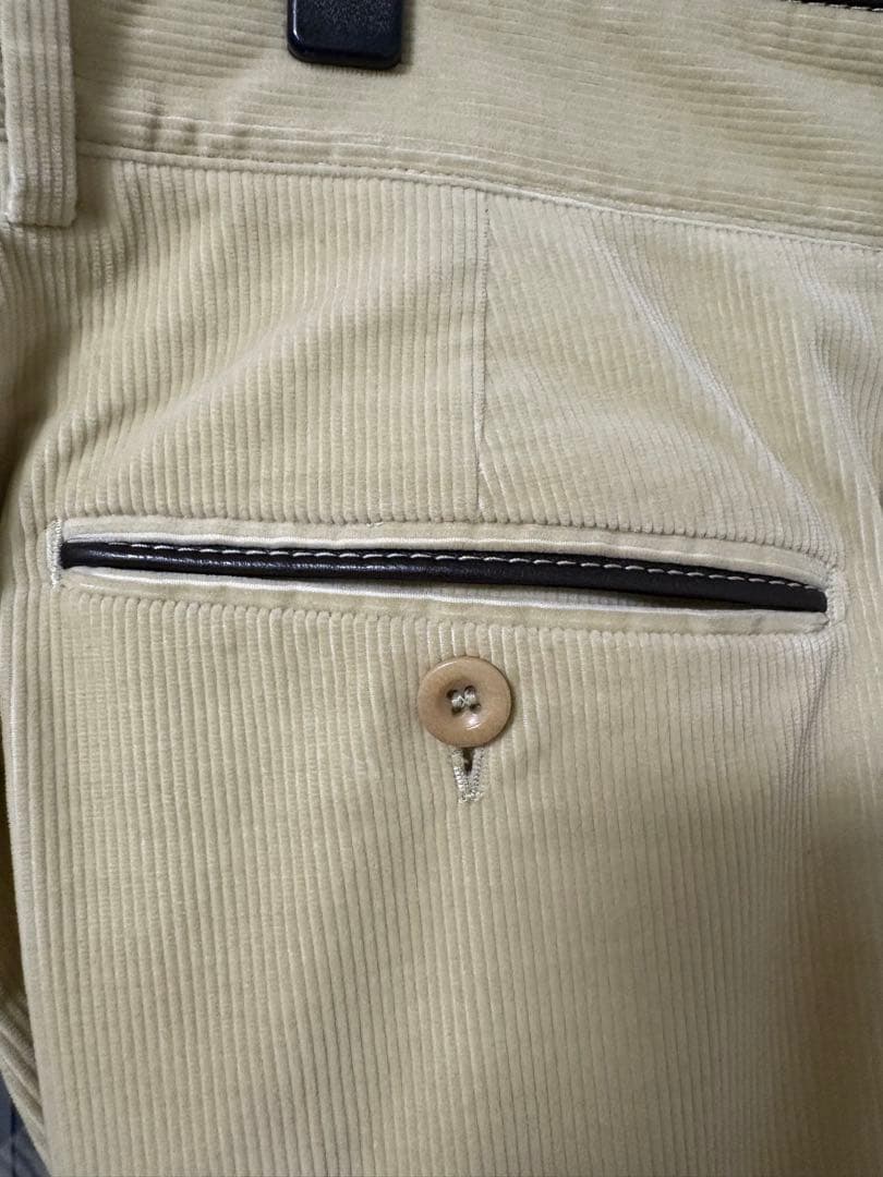 【HERMES】コーデュロイパンツ【レザーパイピング】