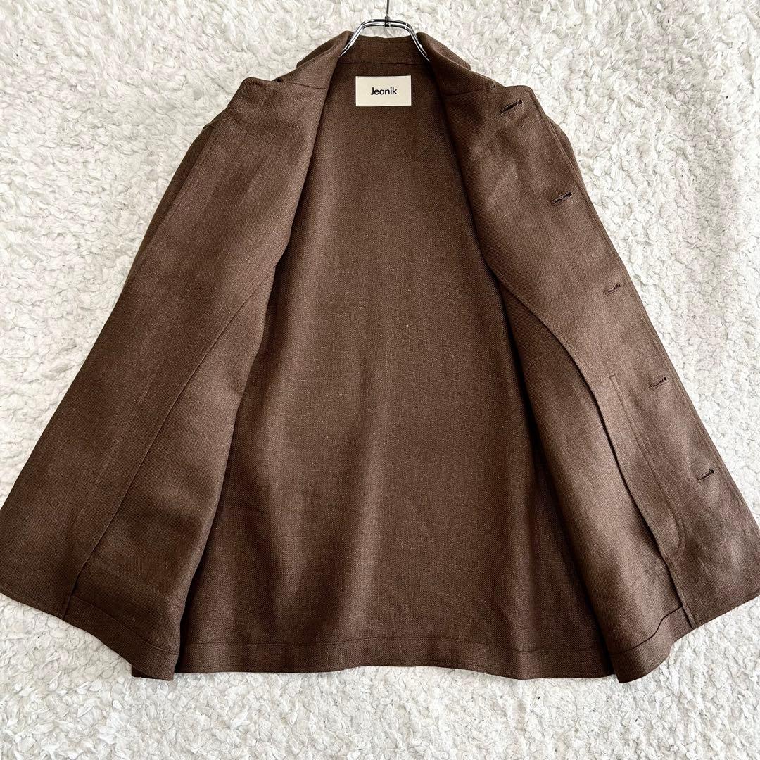 Jeanik リネン カバーオールジャケット サイズL相当 ブラウン