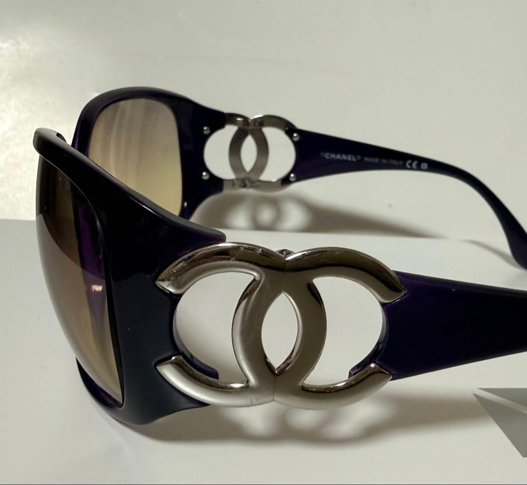CHANEL 紫 サングラス ダブルCロゴ