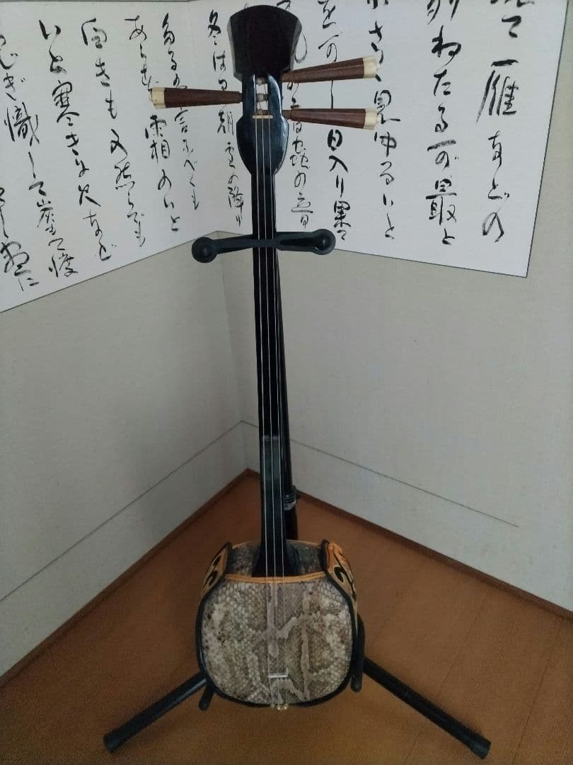 【沖縄音楽】沖縄 三線 （本蛇革）布袋、替え弦、爪、教則本、工工四楽譜付きCD