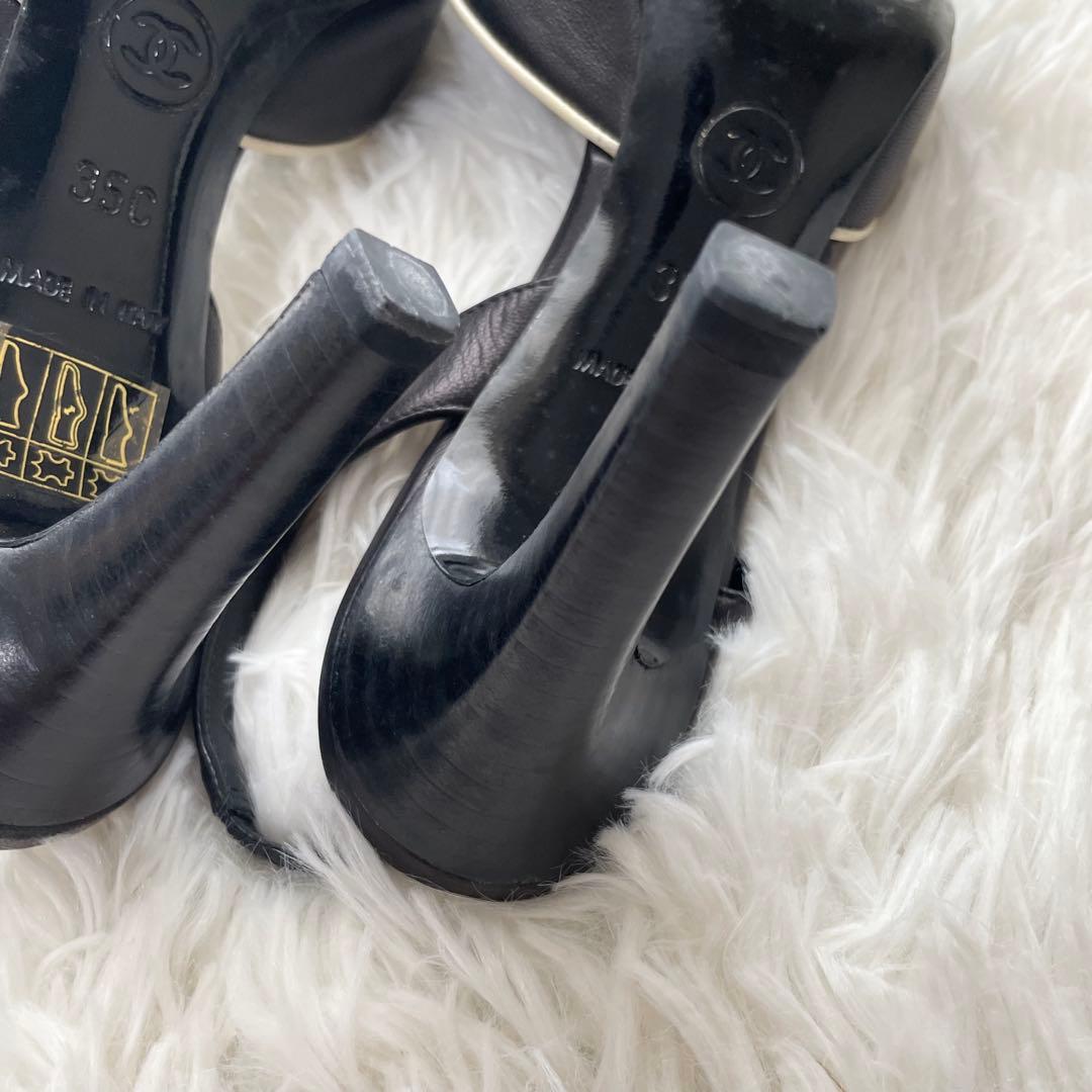 CHANEL サンダル ココマーク リボン レザー 22cm