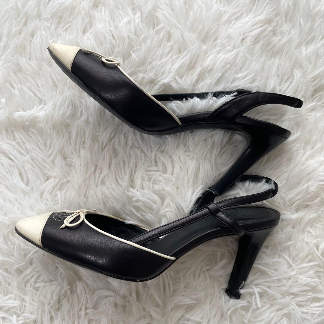 CHANEL サンダル ココマーク リボン レザー 22cm