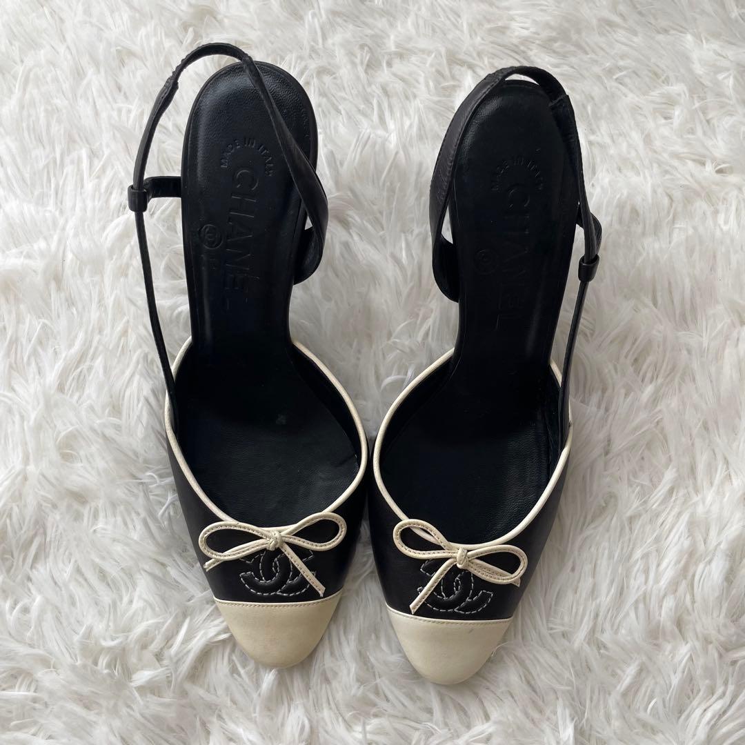 CHANEL サンダル ココマーク リボン レザー 22cm