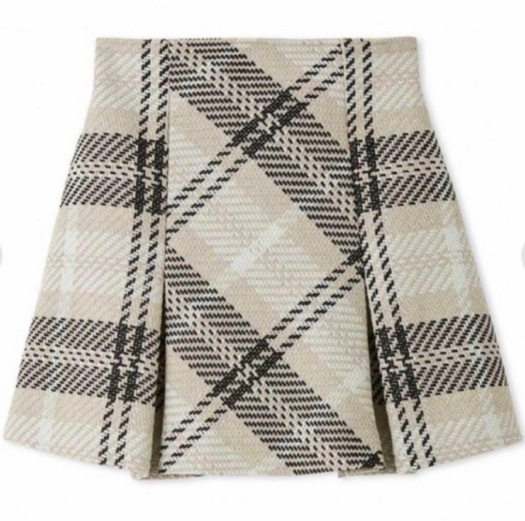 SNIDEL スナイデル　ロービングチェックミニスカート アイボリー サイズ2