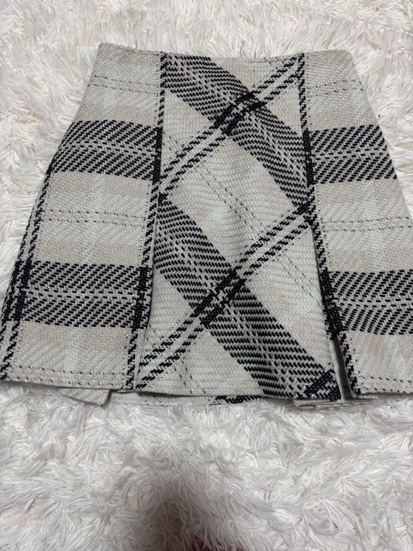 SNIDEL スナイデル　ロービングチェックミニスカート アイボリー サイズ2