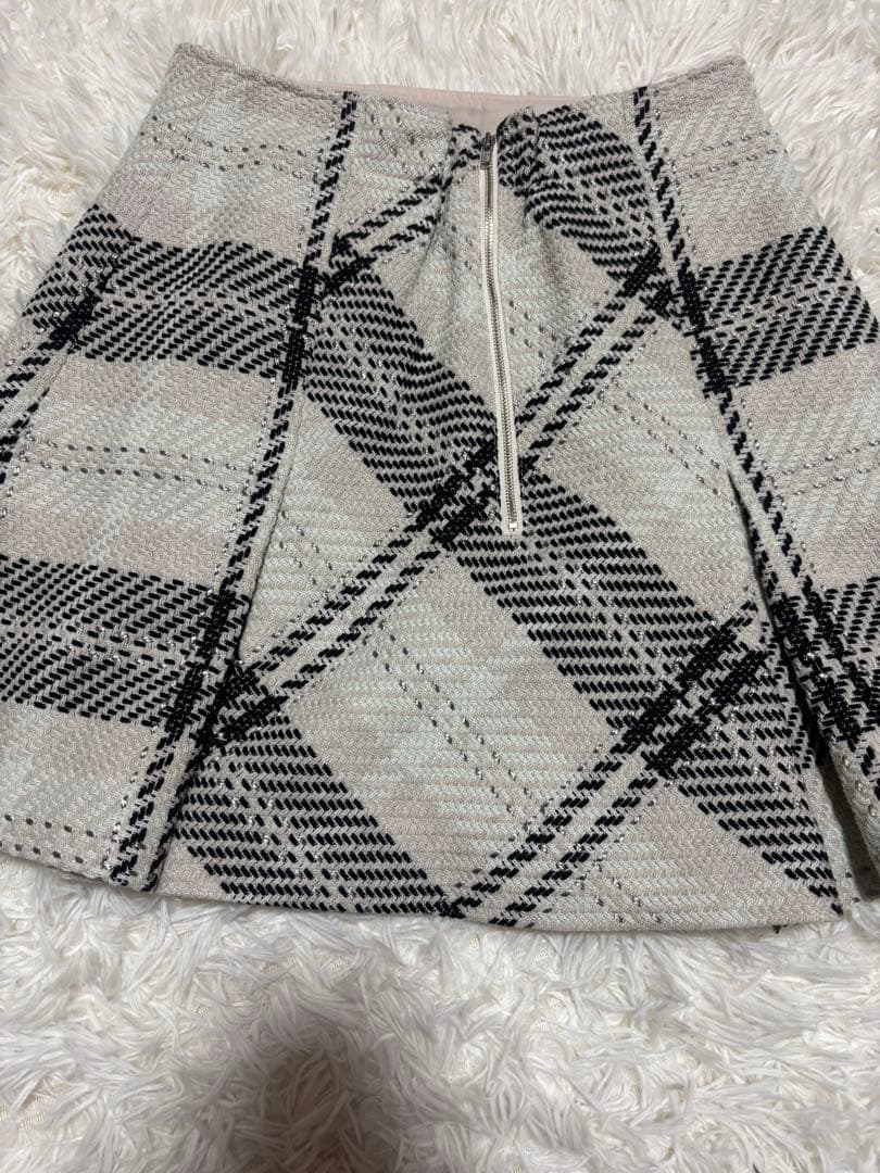 SNIDEL スナイデル　ロービングチェックミニスカート アイボリー サイズ2