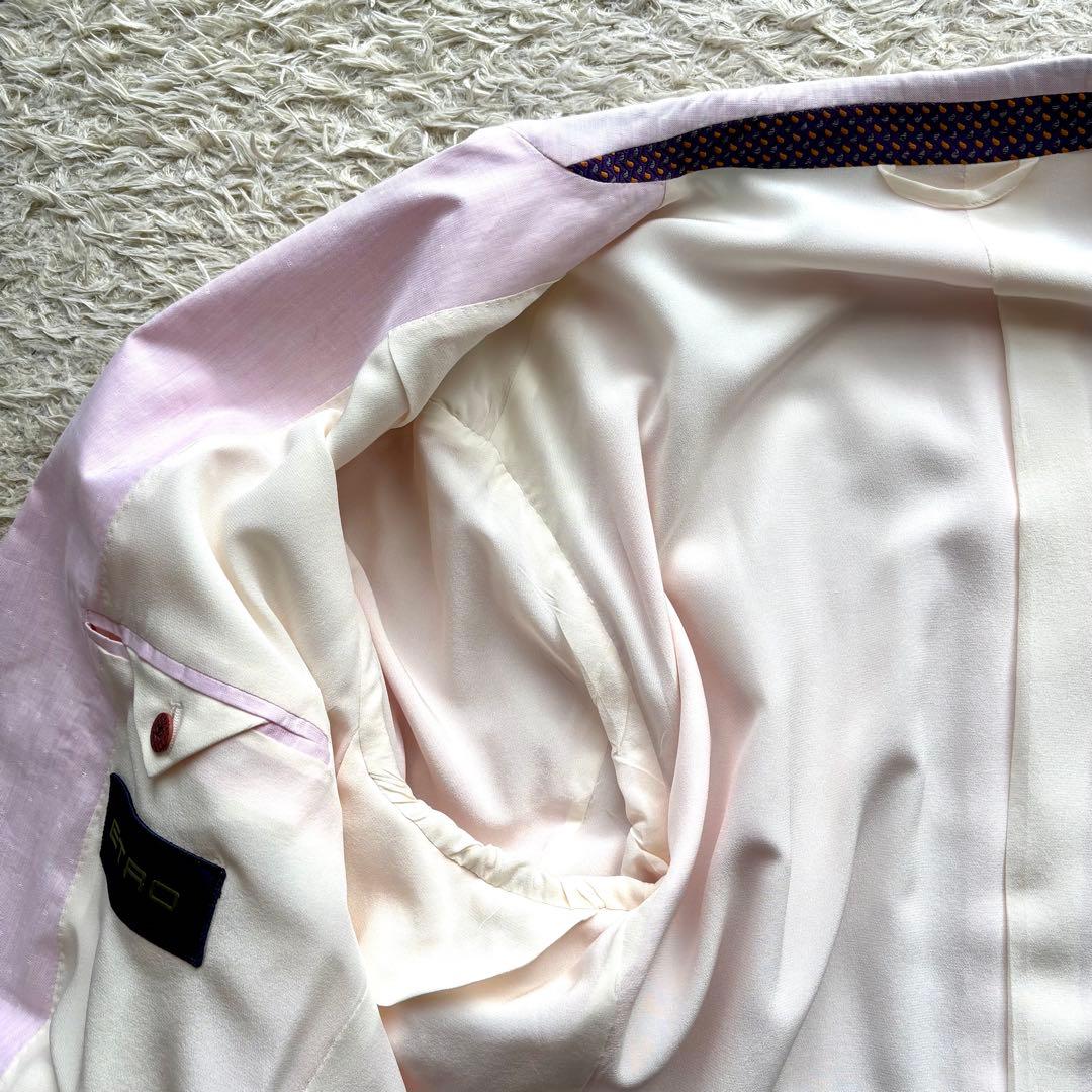 【裏地シルク100%】エトロ ETRO テーラードジャケット 2B ピンク 50