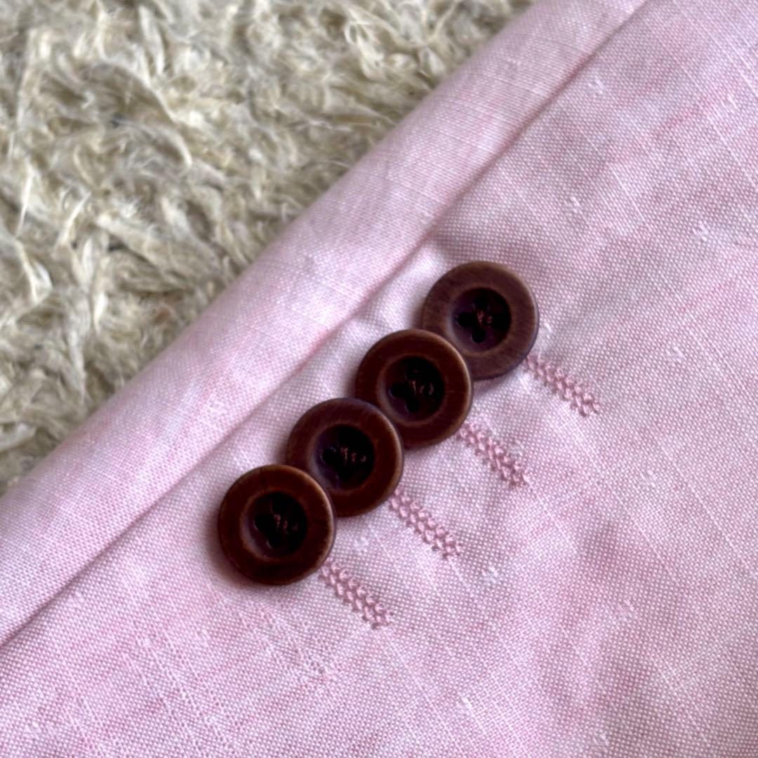 【裏地シルク100%】エトロ ETRO テーラードジャケット 2B ピンク 50