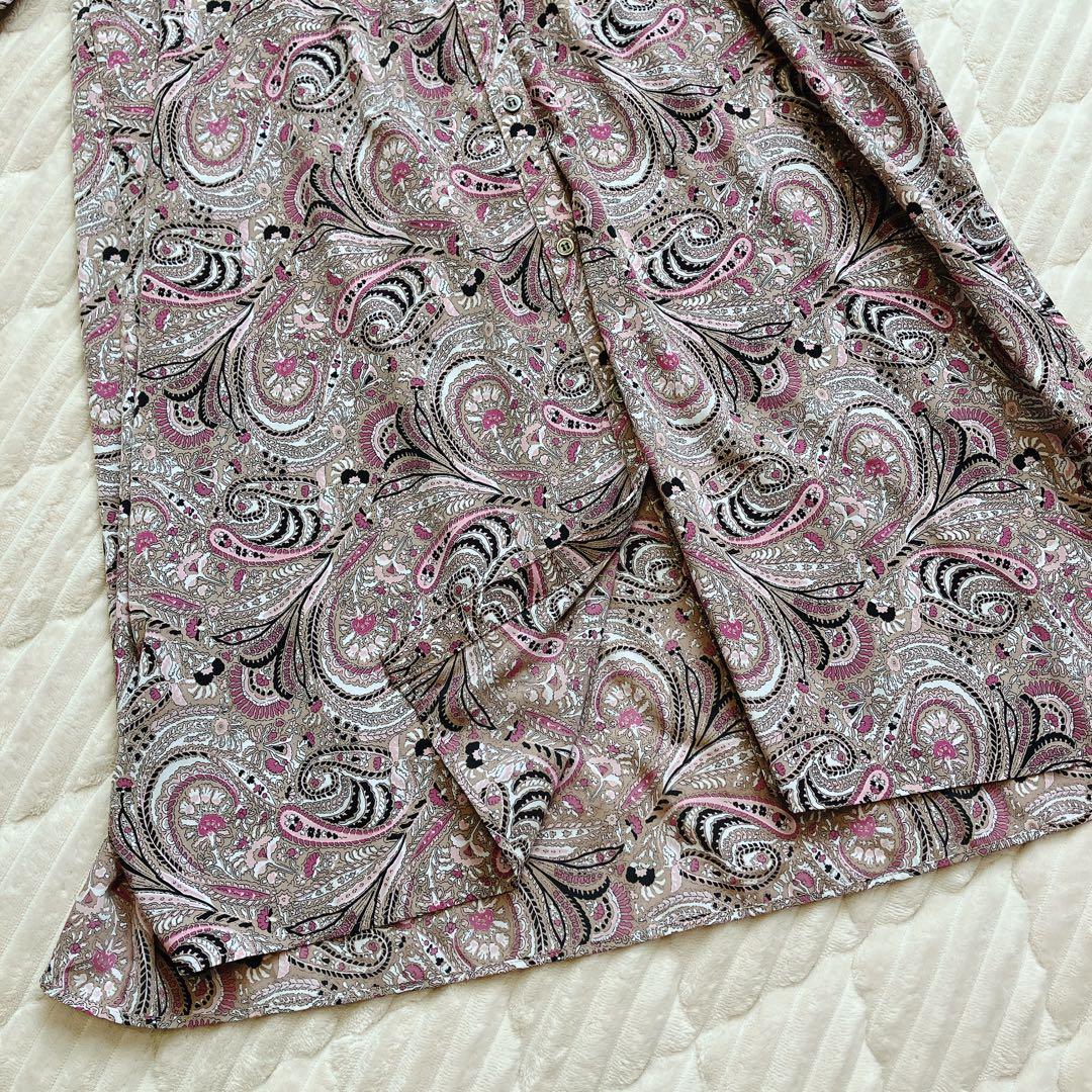 SOEJU ペイズリー柄ワンピースF 長袖 ロング ピンク 美品　日本製