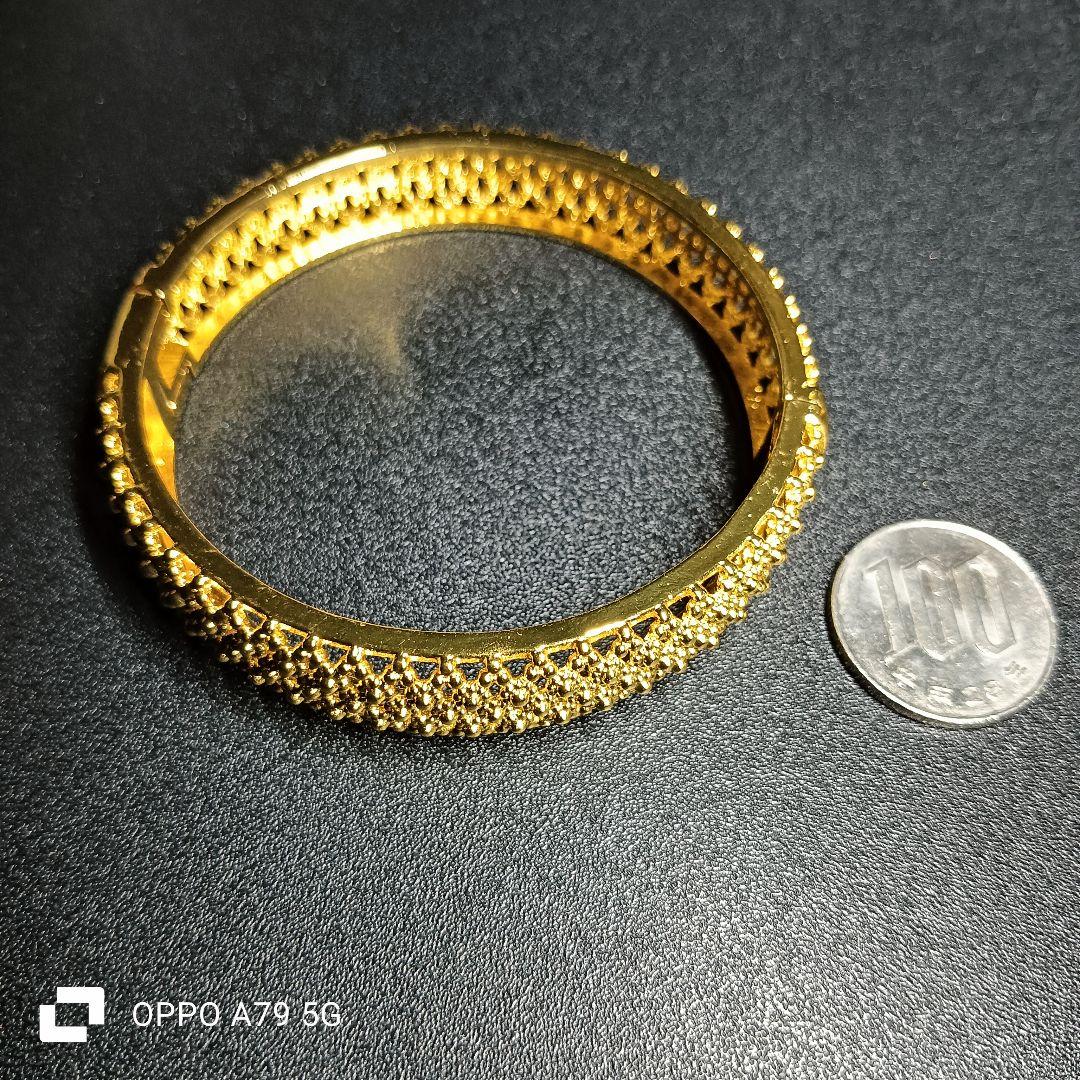 中東ドバイ24金gpゴールド バングル　調節可能　アレルギ反応なし