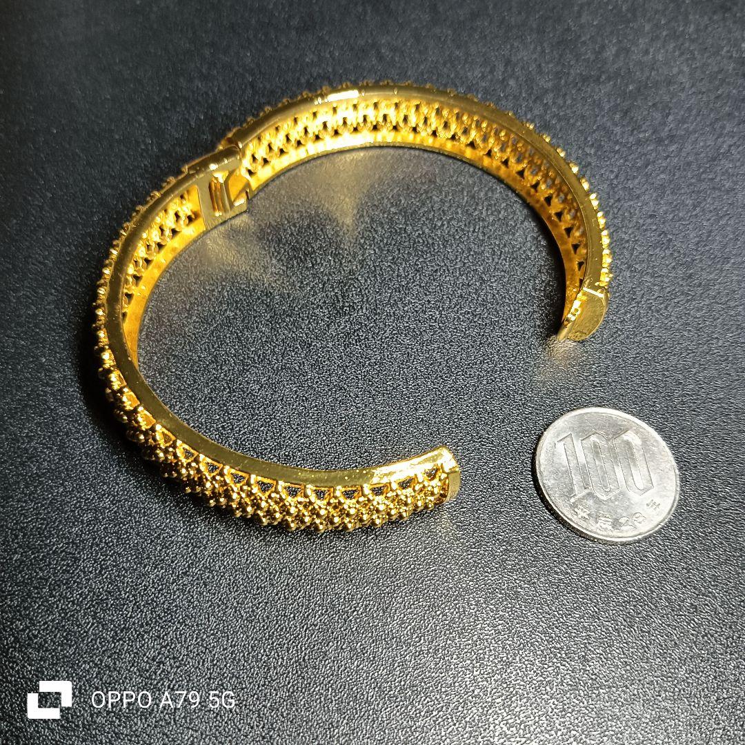 中東ドバイ24金gpゴールド バングル　調節可能　アレルギ反応なし