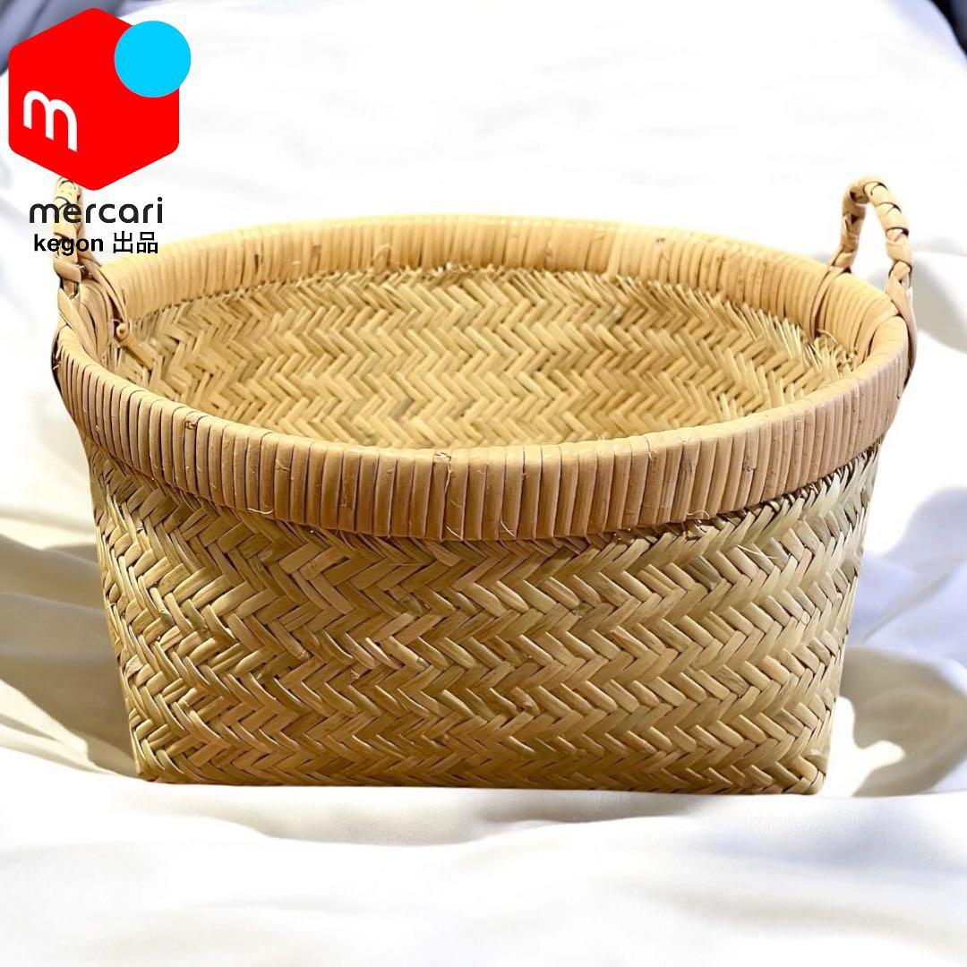 【新着新品一点物 特選品】鳥越竹細工 すず竹 二重編み（合わせ編み）手付きおぼけ