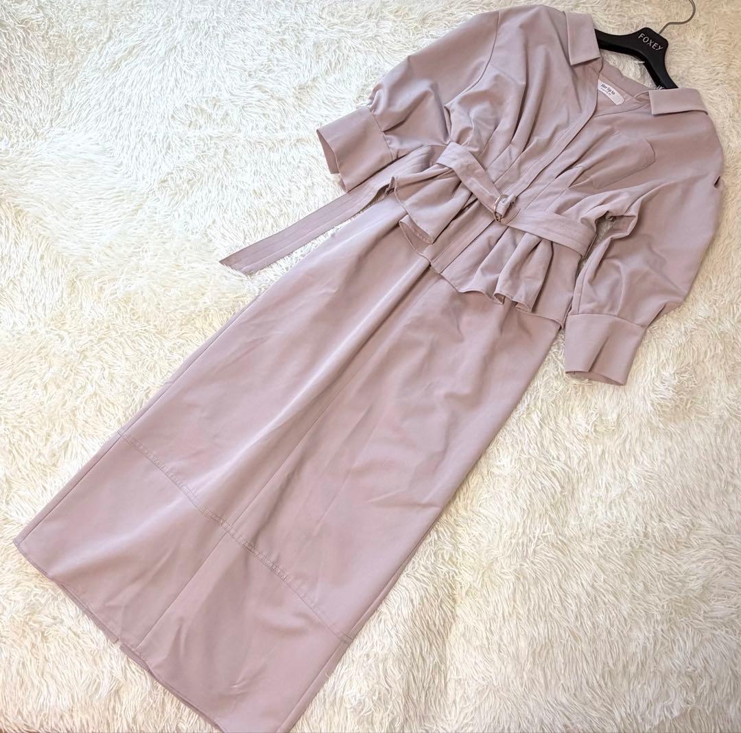 ワンピース herlipto Belted Denim Effect Shirt Dress