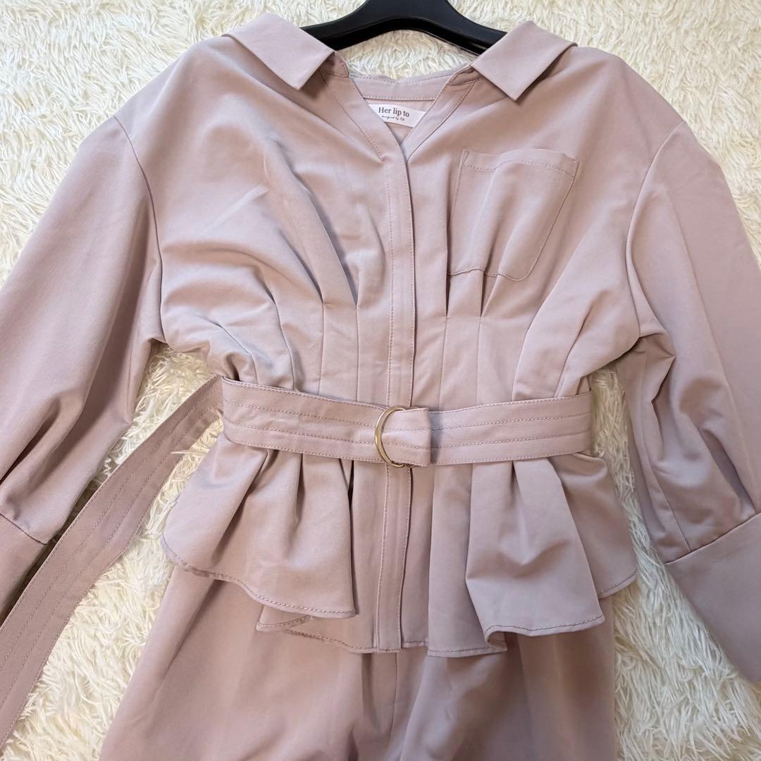 ワンピース herlipto Belted Denim Effect Shirt Dress