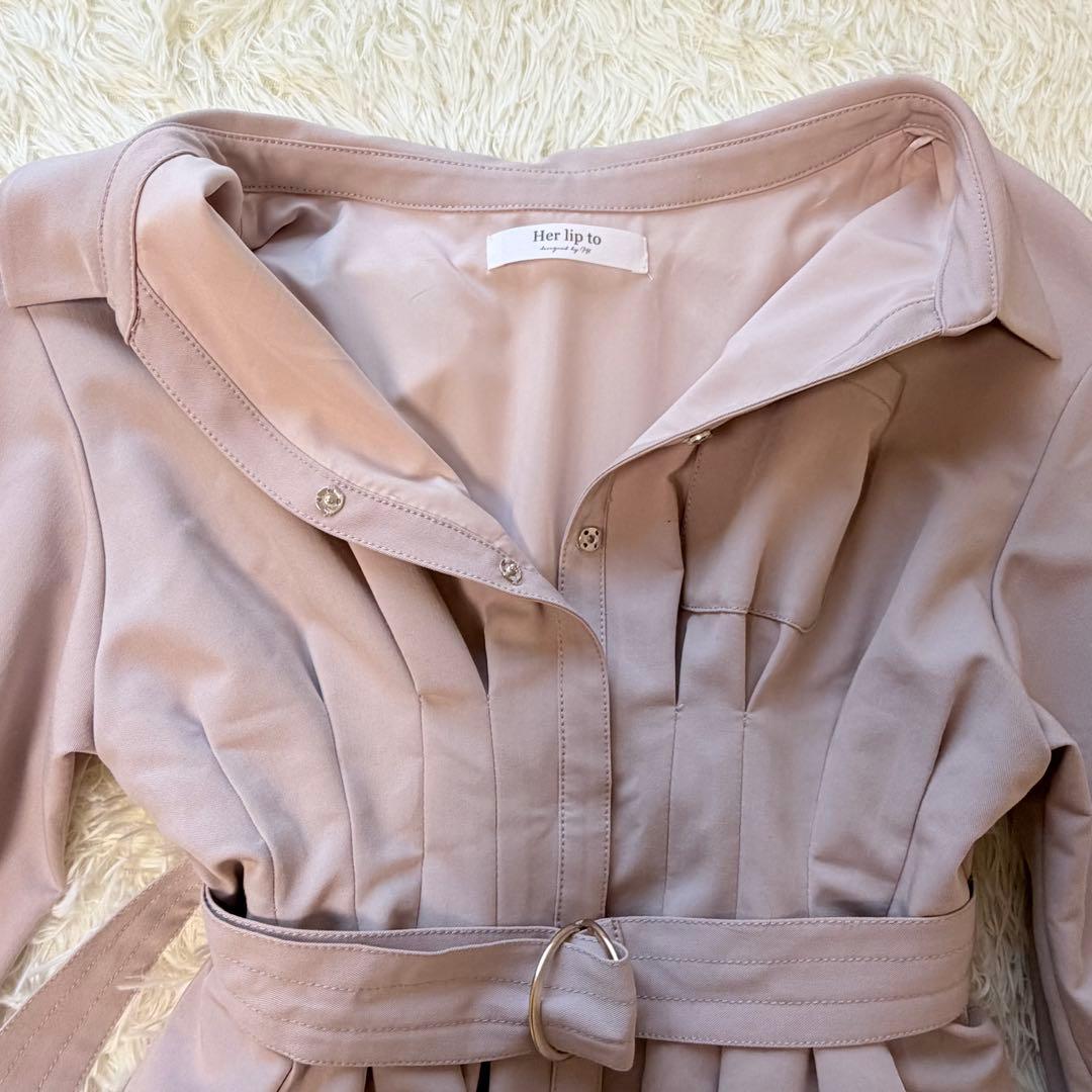 ワンピース herlipto Belted Denim Effect Shirt Dress