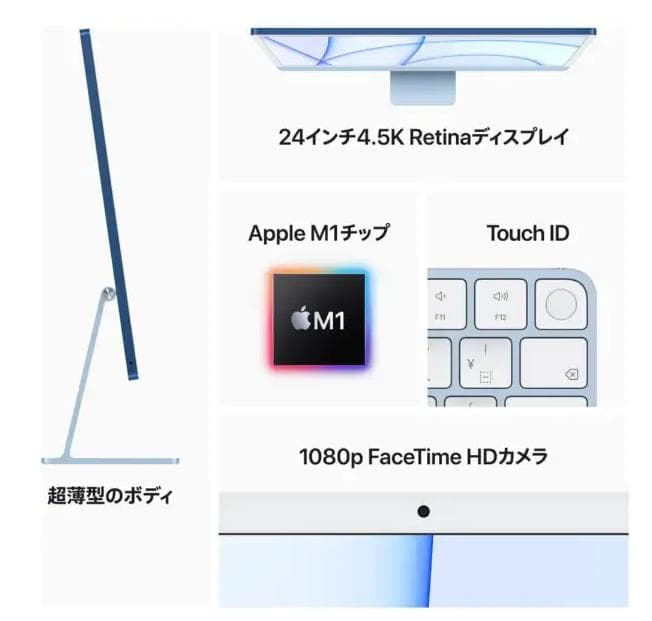 【未使用に近い・箱あり】iMac24インチ・M1チップ・パープル・512GB