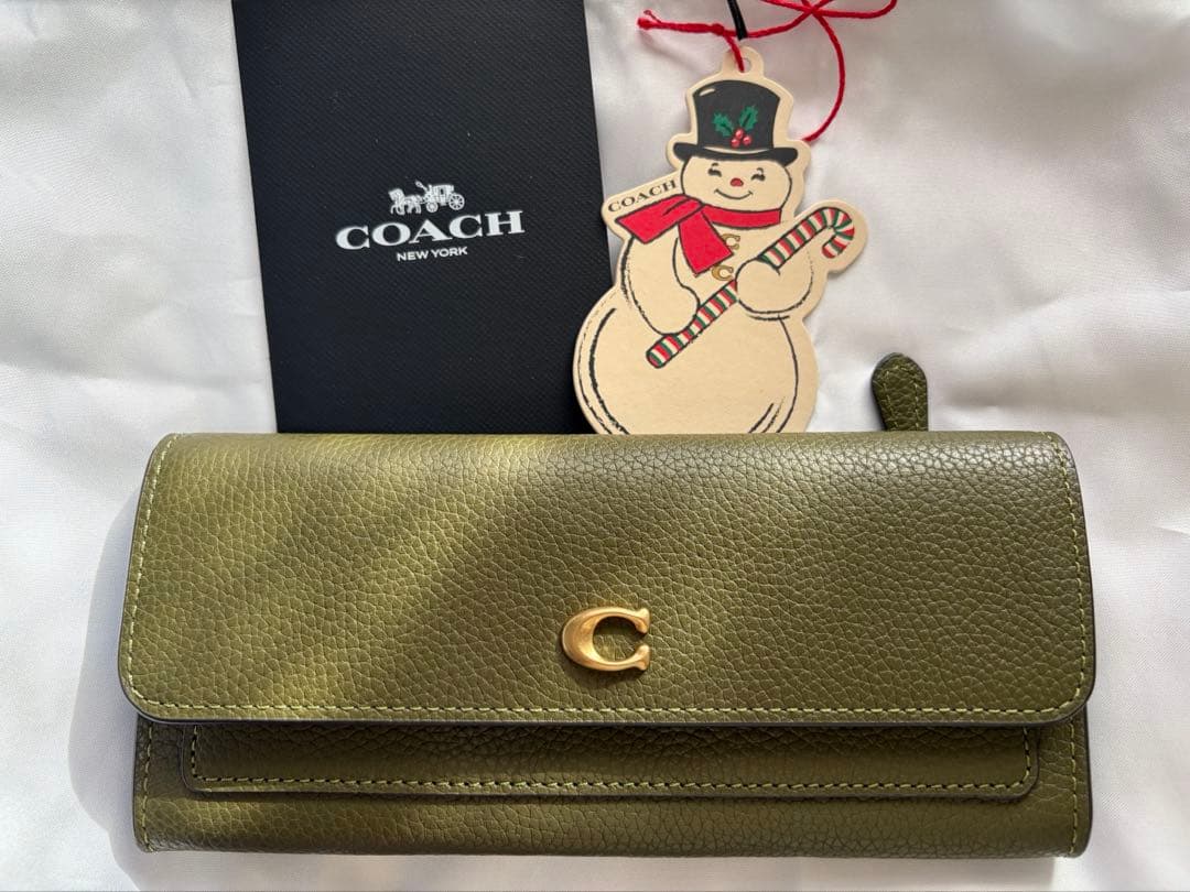 【美品】COACH コーチ 長財布 ミラ オリーブ