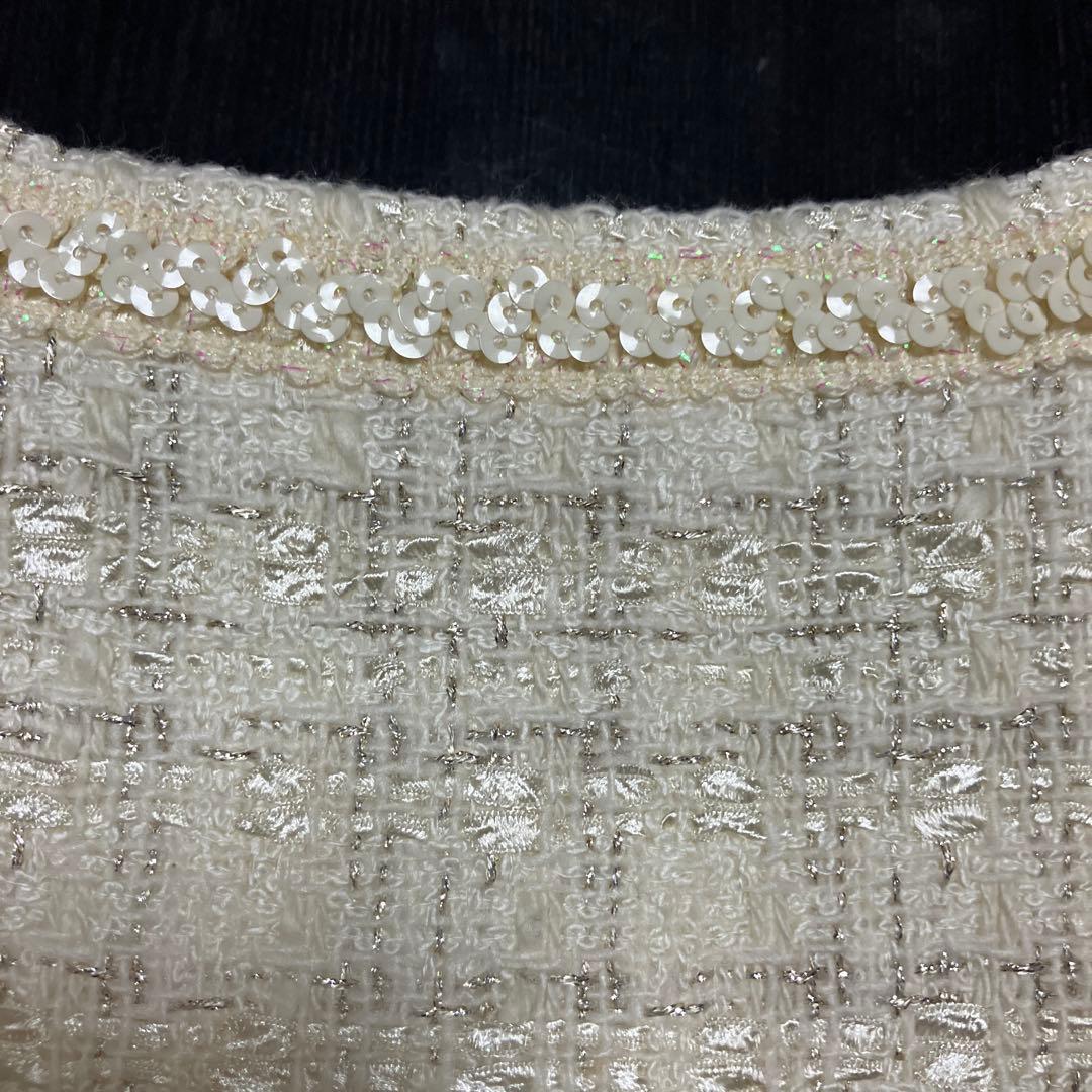 ケイトスペード120入学式ジャケットミックスツィードオフホワイトボレロ