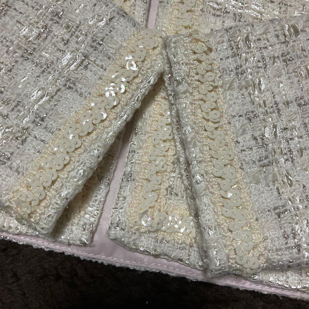 ケイトスペード120入学式ジャケットミックスツィードオフホワイトボレロ