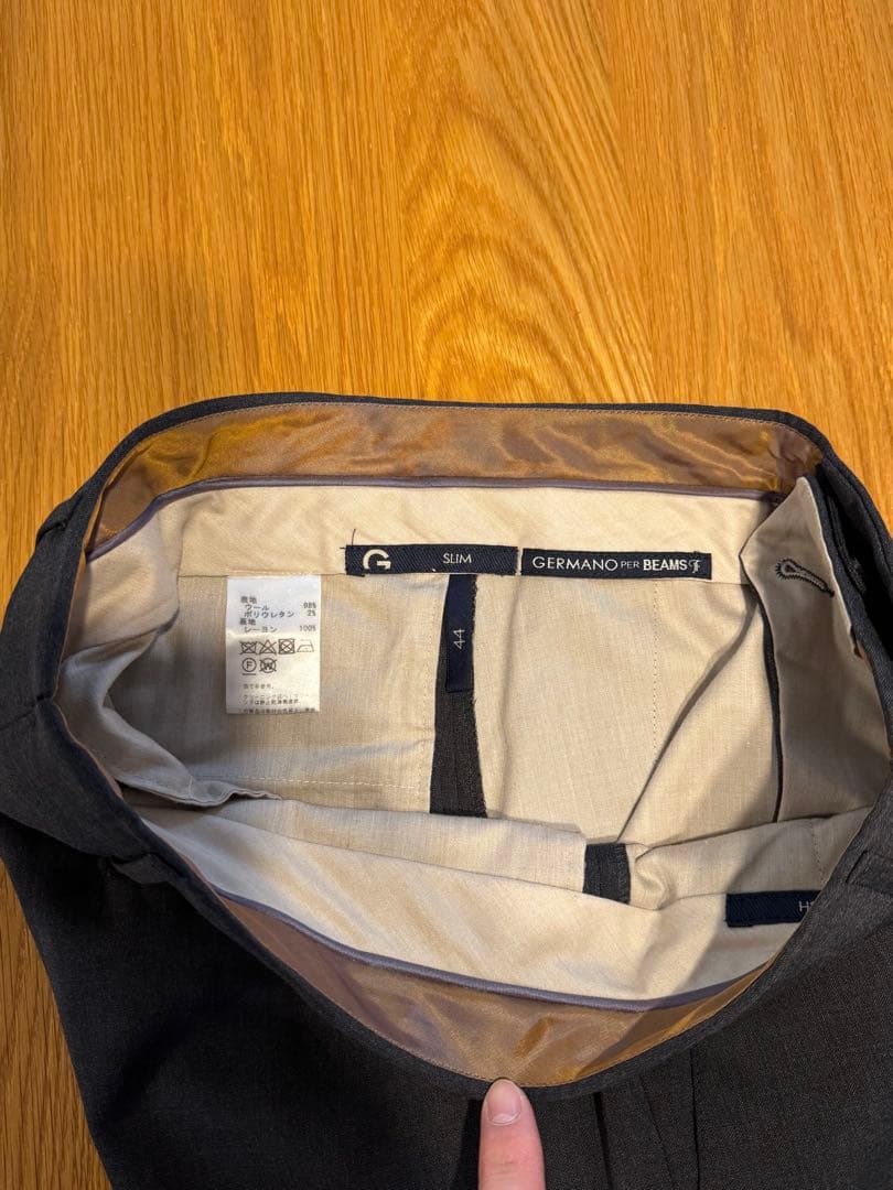 (美品)GERMANO/Beams別注 ストレッチ 1プリーツ スラックス