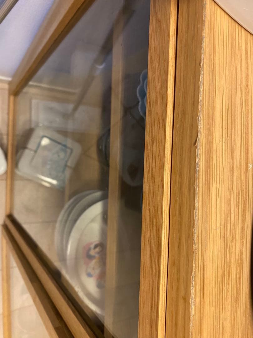 無印良品 木製キャビネット ガラス扉 オーク材突板