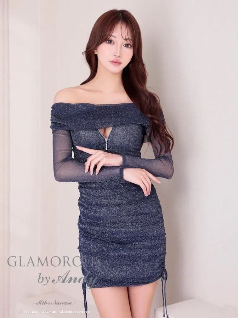 V863＊ロングスリーブラメニットドレスnvM