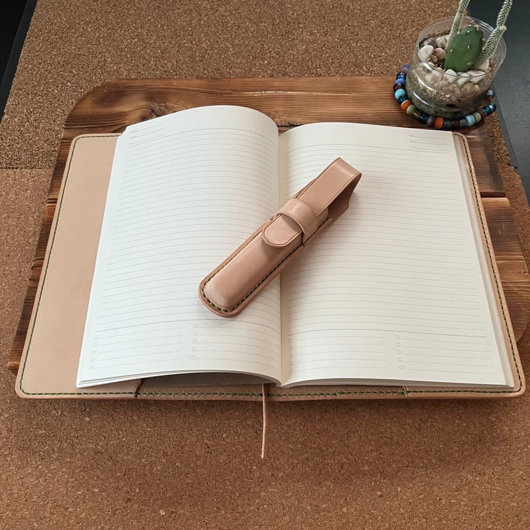 ヌメ革のA5サイズ 手帳カバー117 ペンケース65