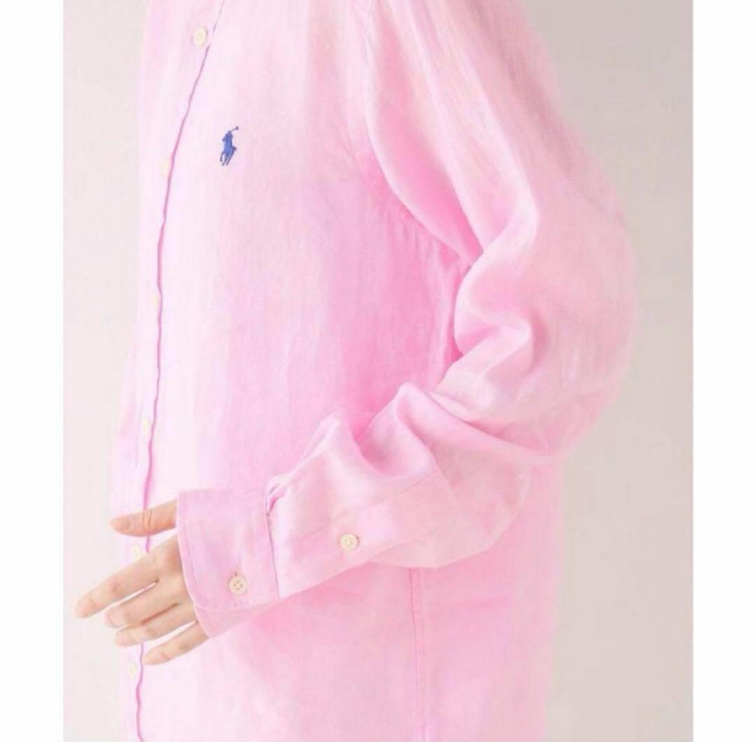 【美品】ポロ ラルフローレン ピンク 長袖 リネンシャツ サイズ オーバーサイズ