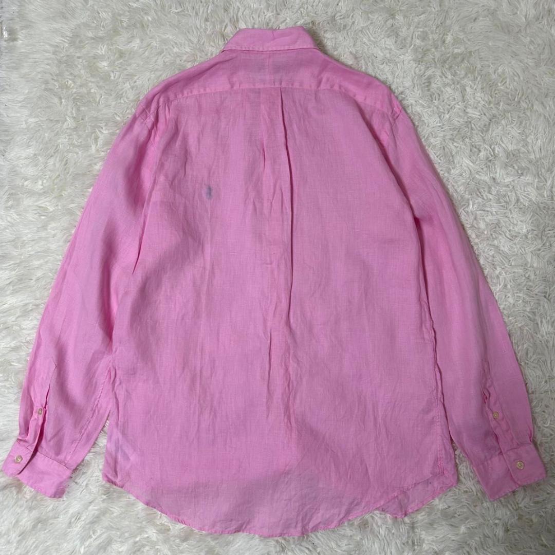 【美品】ポロ ラルフローレン ピンク 長袖 リネンシャツ サイズ オーバーサイズ
