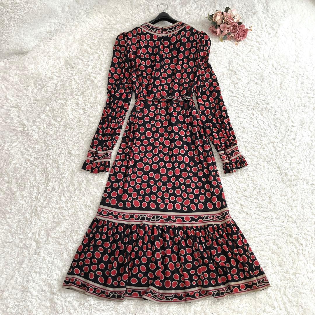 g*i様 シルク100%✨レオナール ワンピース ロング ドット 水玉 ベルト