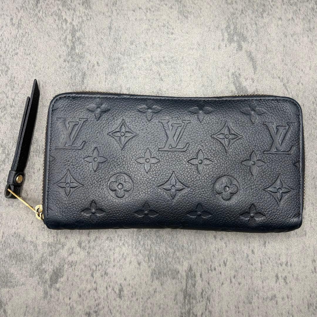 ルイヴィトン スクレットロン アンプラント 長財布 レザー モノグラム 紺