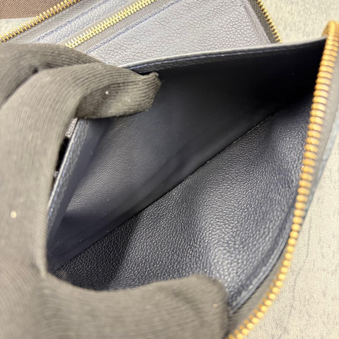 ルイヴィトン スクレットロン アンプラント 長財布 レザー モノグラム 紺