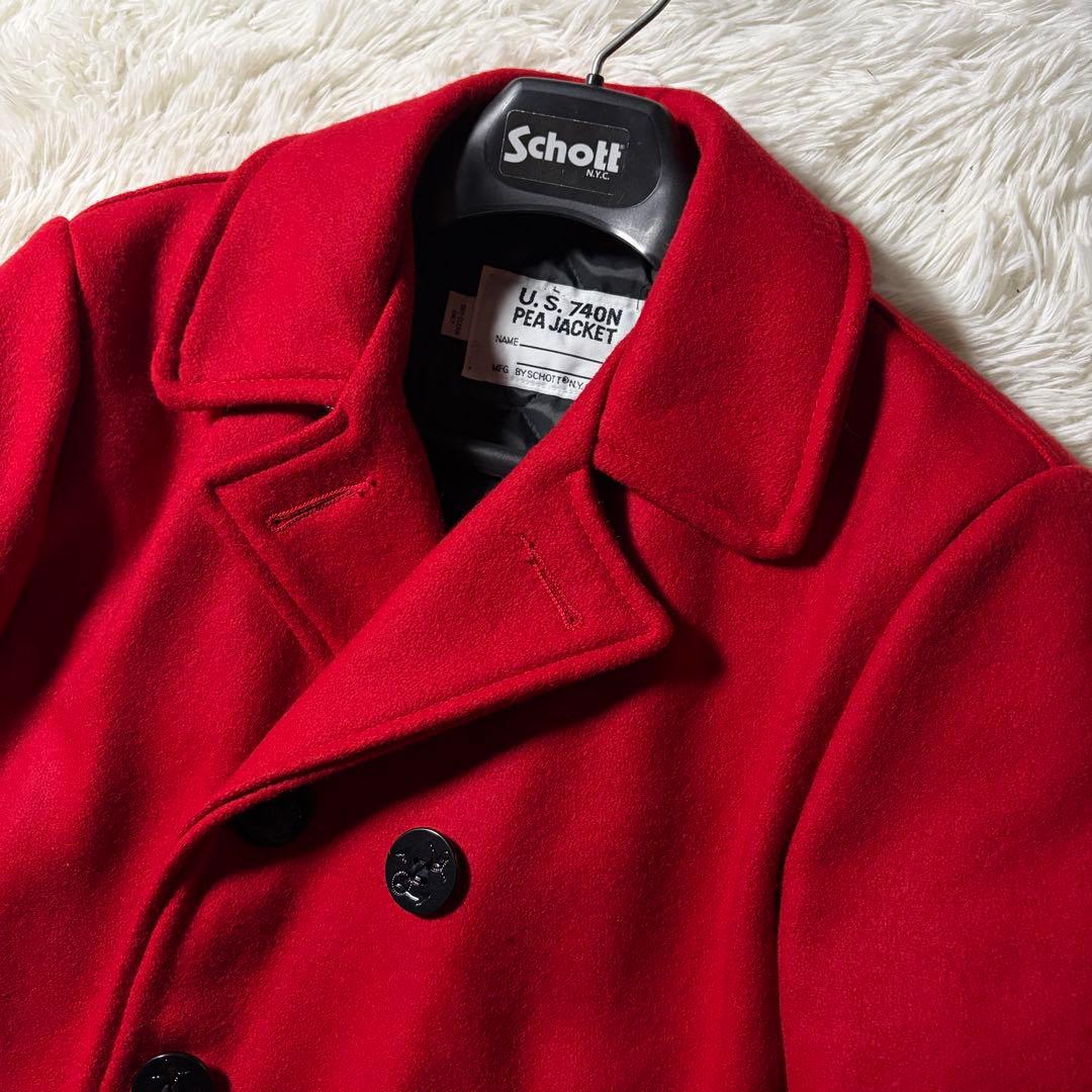 極美品■schott ピーコート　740B キルティング　レッド　20