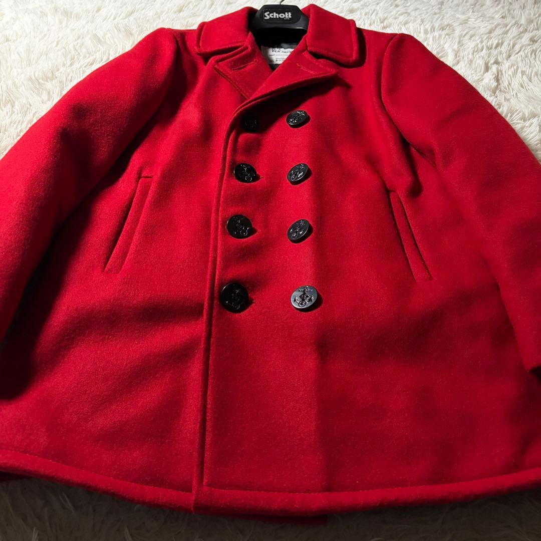 極美品■schott ピーコート　740B キルティング　レッド　20