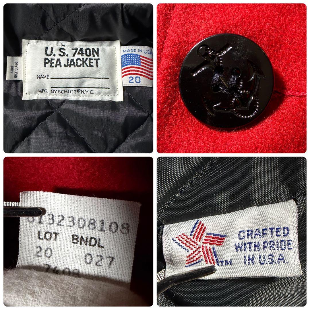 極美品■schott ピーコート　740B キルティング　レッド　20