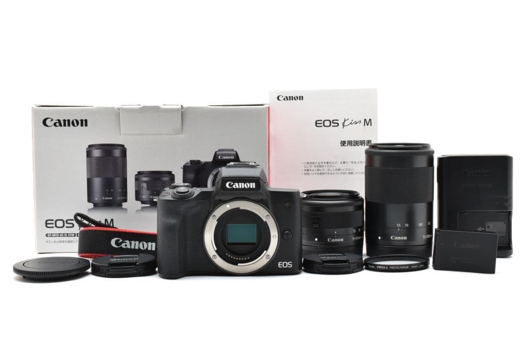 美品 Canon ミラーレス一眼カメラ EOS Kiss M ダブルズームキット
