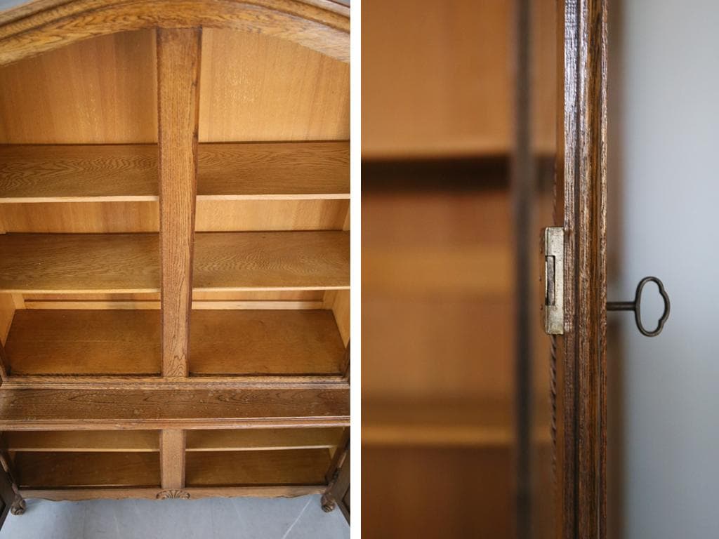 フランスアンティークルイ15世様式キャビネット/本棚/食器棚/飾り棚(90-97