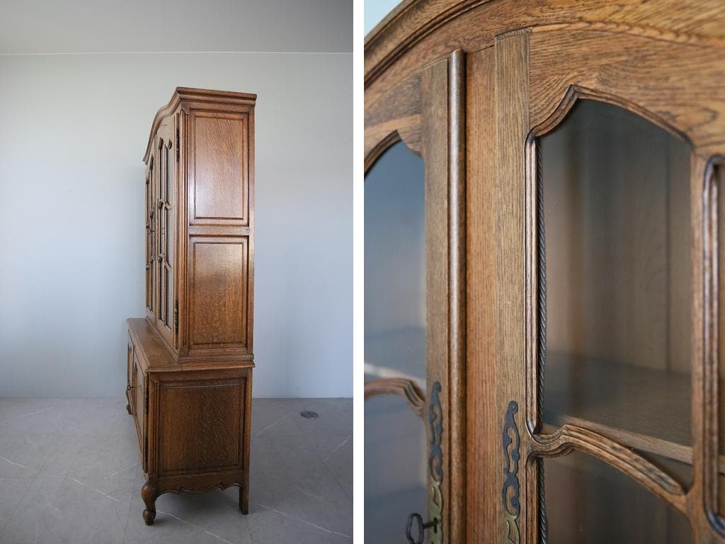 フランスアンティークルイ15世様式キャビネット/本棚/食器棚/飾り棚(90-97