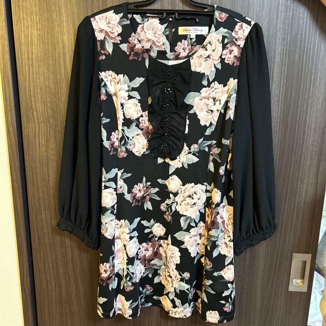 花柄黒色　チュニック