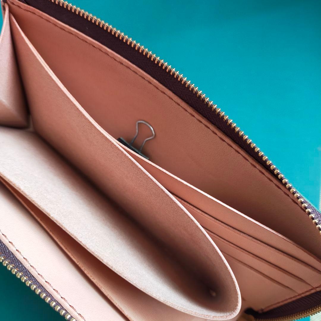 【かむ】ルガトショルダーグリーン　L字ファスナー長財布