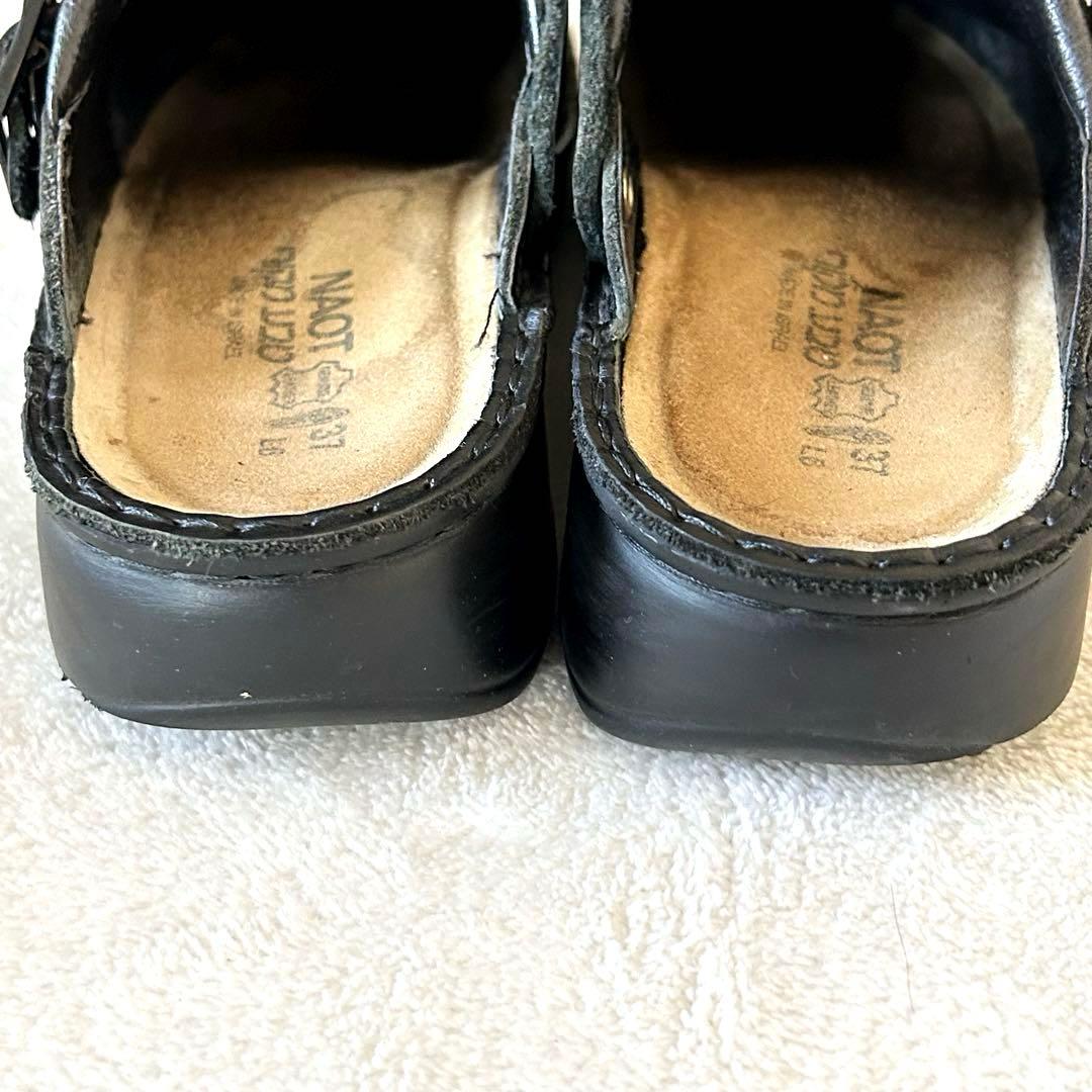 希少　ナオト　アイリス　マットブラック　サポ　レザーサンダル　コンフォート　37