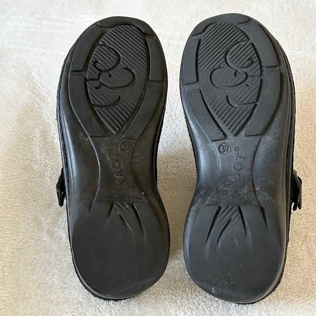 希少　ナオト　アイリス　マットブラック　サポ　レザーサンダル　コンフォート　37
