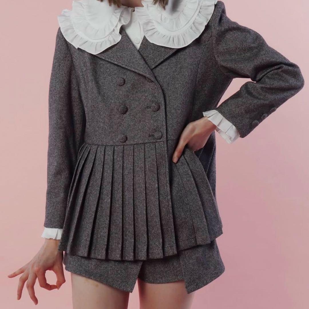 なーepine pleats frill jacket グレー